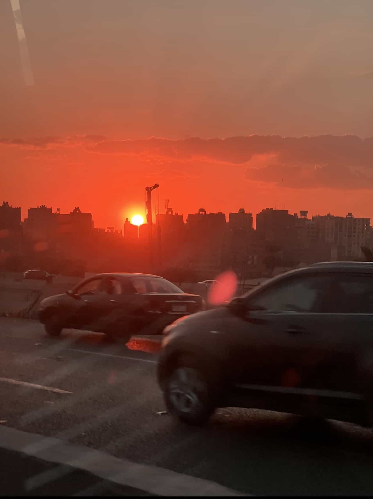 Sunset over Caire Road in Egypt